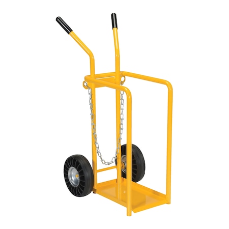 Vestil Yellow Welding Cylinder Hand Truck Molded Rubber Wheel 150 lb Capacity CYHT-1